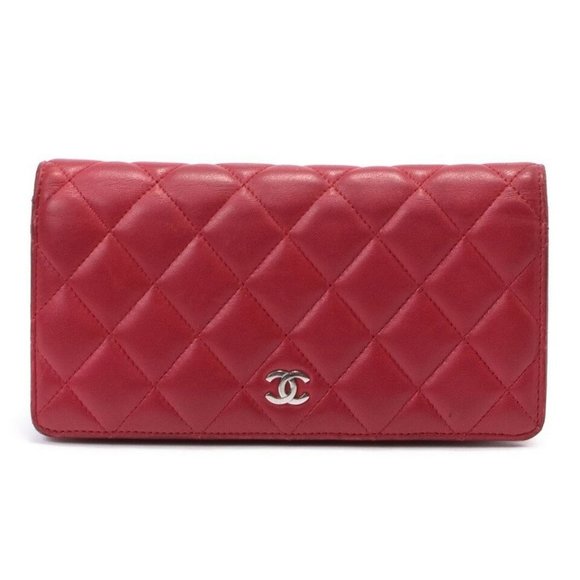 AUTH - Chanel Quilted Lambskin Leather Bi-Fold Long Wallet - Used - Picture 2 of 12